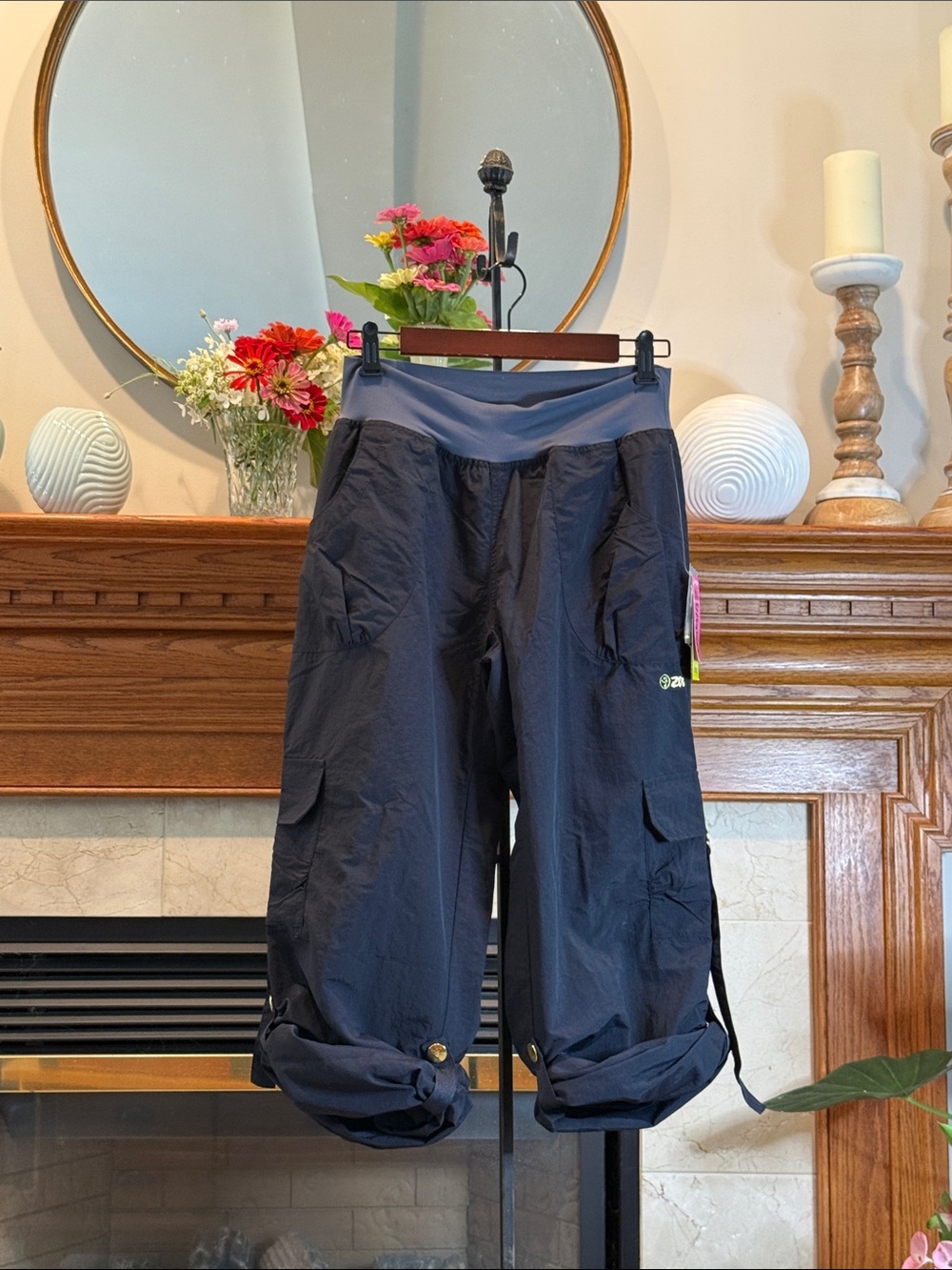 Zumba Black Wide-Leg Active Cargo Pants NWT